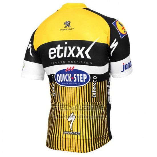 2016 Fietskleding Etixx Quick Step Geel en Zwart Korte Mouwen en Koersbroek